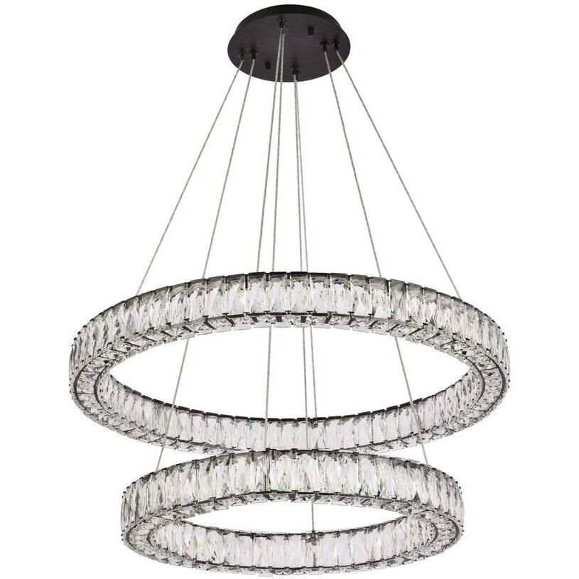 Monroe 2 Light 32 inch Black Chandelier Ceiling Light