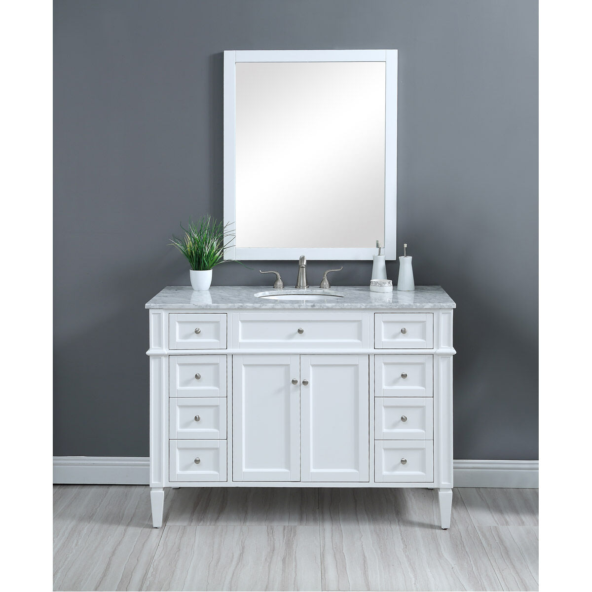 Park Avenue 48 X 35 inch White with Carrara White Marble Vanity Set