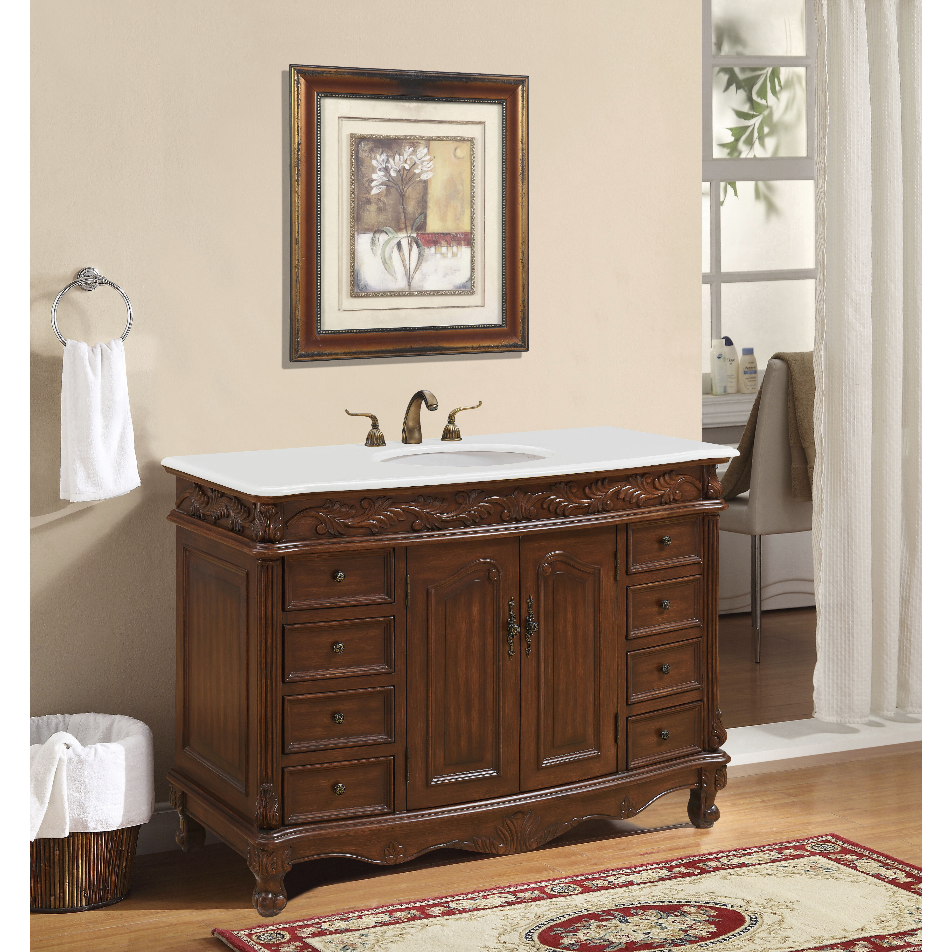 Bordeaux 48 X 22 X 36 inch Brown Vanity Sink Set