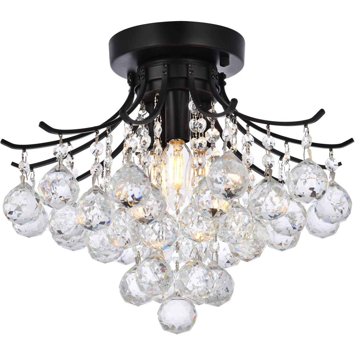 Toureg 3 Light 16 inch Black and Clear Flush Mount Ceiling Light