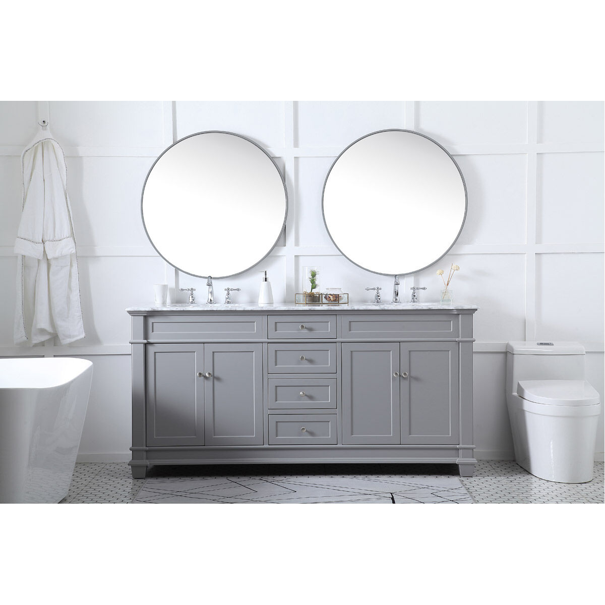 Wesley 72 X 21.5 X 35 inch Grey Vanity Sink Set in Gray