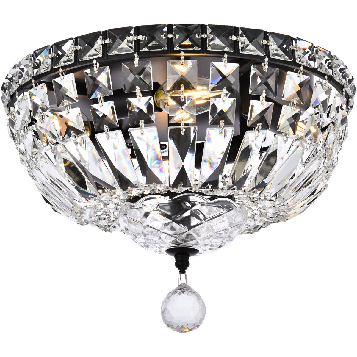 Tranquil 4 Light 12 inch Black and Clear Flush Mount Ceiling Light