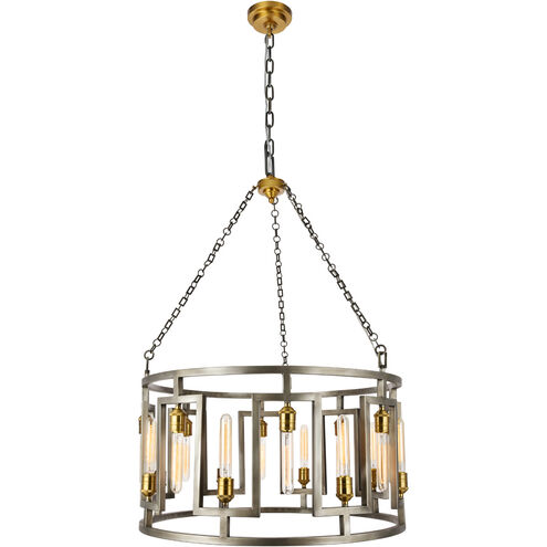 Fontana 16 Light 32 inch Vintage Nickel and Electroplated Brass Chandelier Ceiling Light, Urban Classic