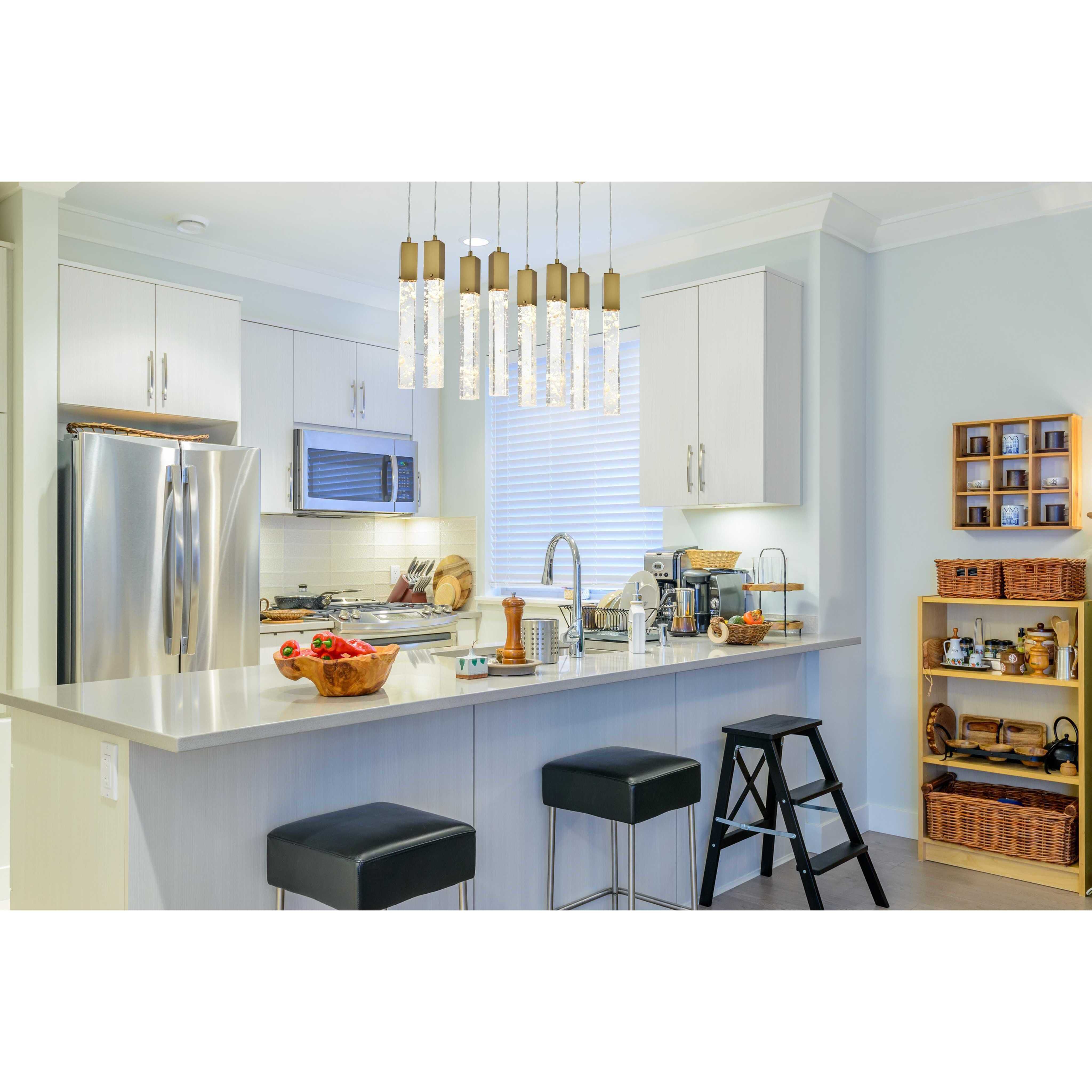 Aurora 8 Light 12 inch Satin Gold Pendant Ceiling Light