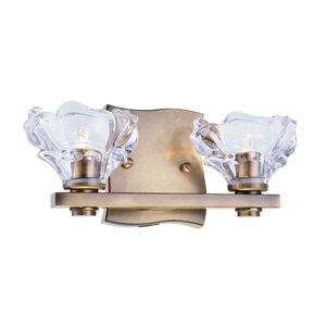 Terpin 2 Light 12 inch Light Antique Brass Vanity Wall Light, Urban Classic, Clear Glass