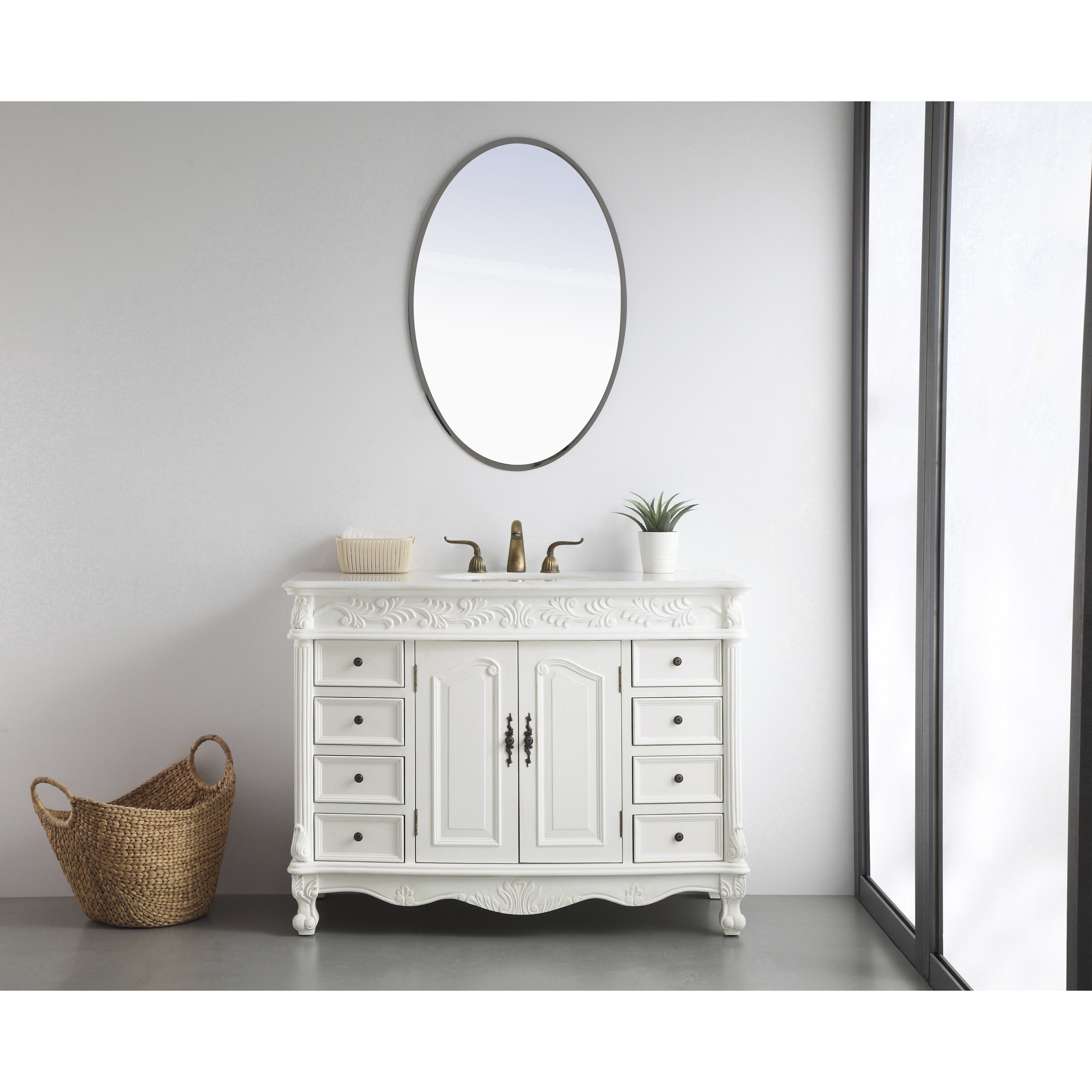Bordeaux 48 X 22 X 36 inch Antique White Vanity Sink Set
