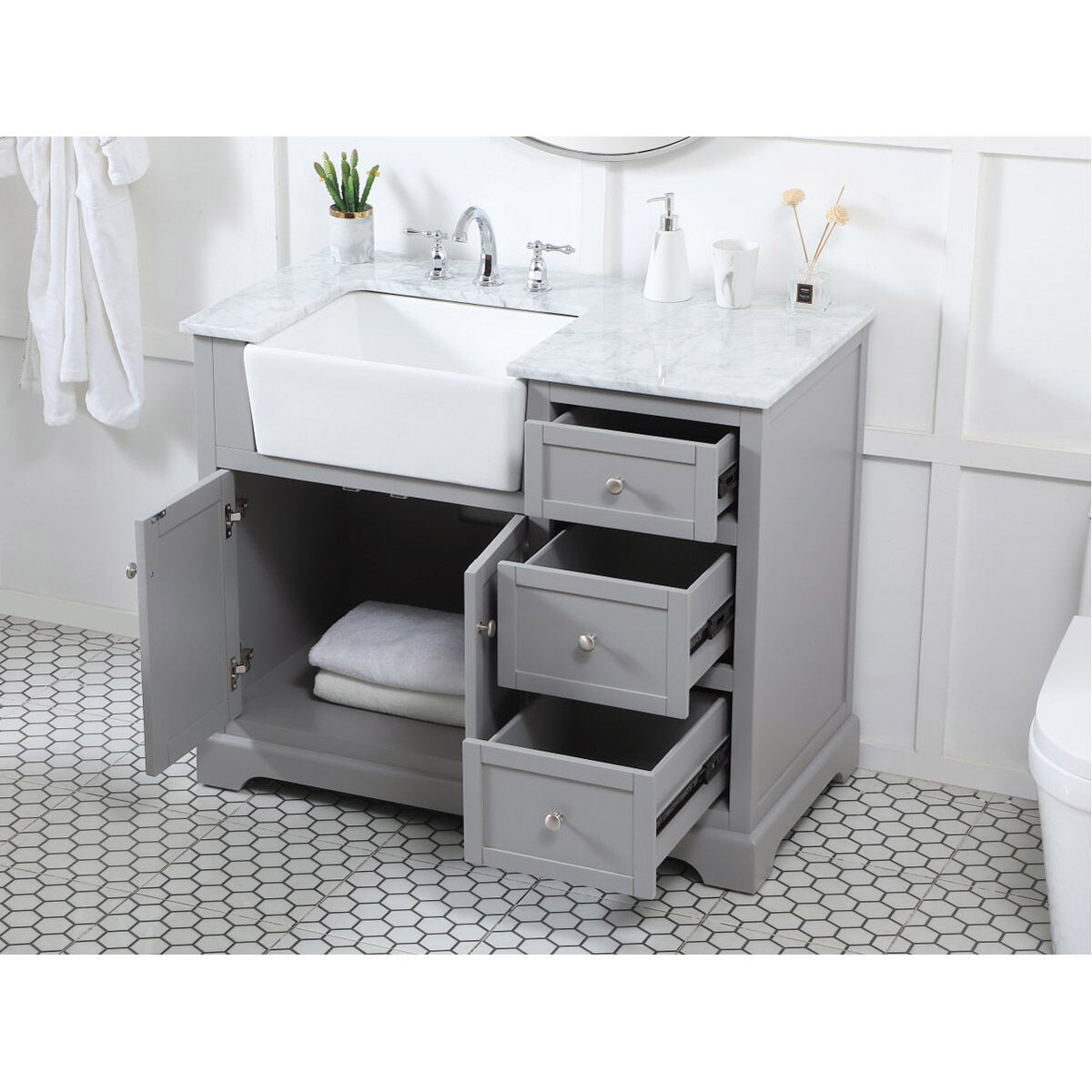 Franklin 42 X 22 X 34.75 inch Grey Bathroom Vanity Cabinet