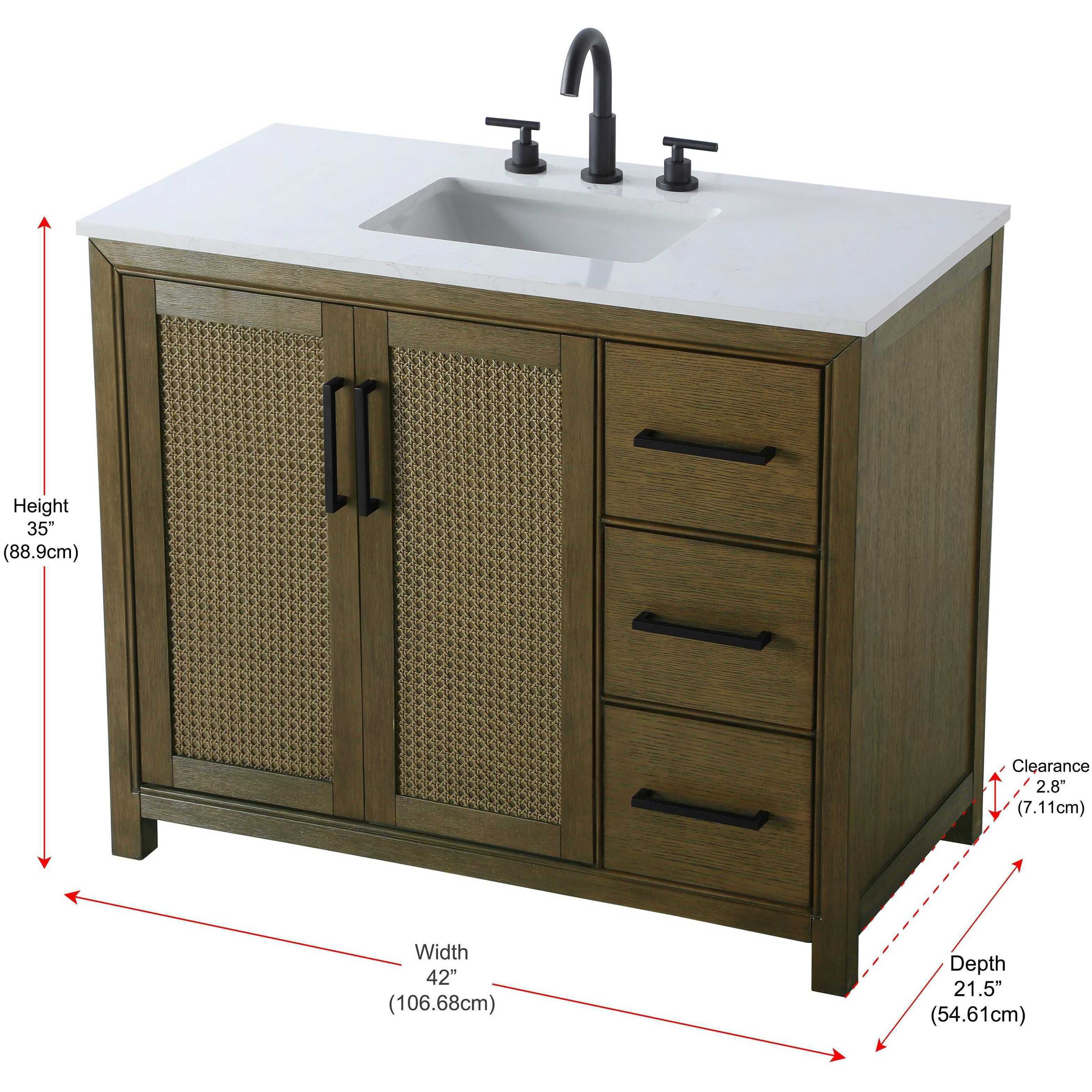 Alina 42 X 34 inch Hazel Oak Bathroom Vanity Cabinet