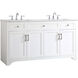 Moore 60 X 22 X 34 inch White and Brushed Nickel with Calacatta Quartz Vanity Sink Set