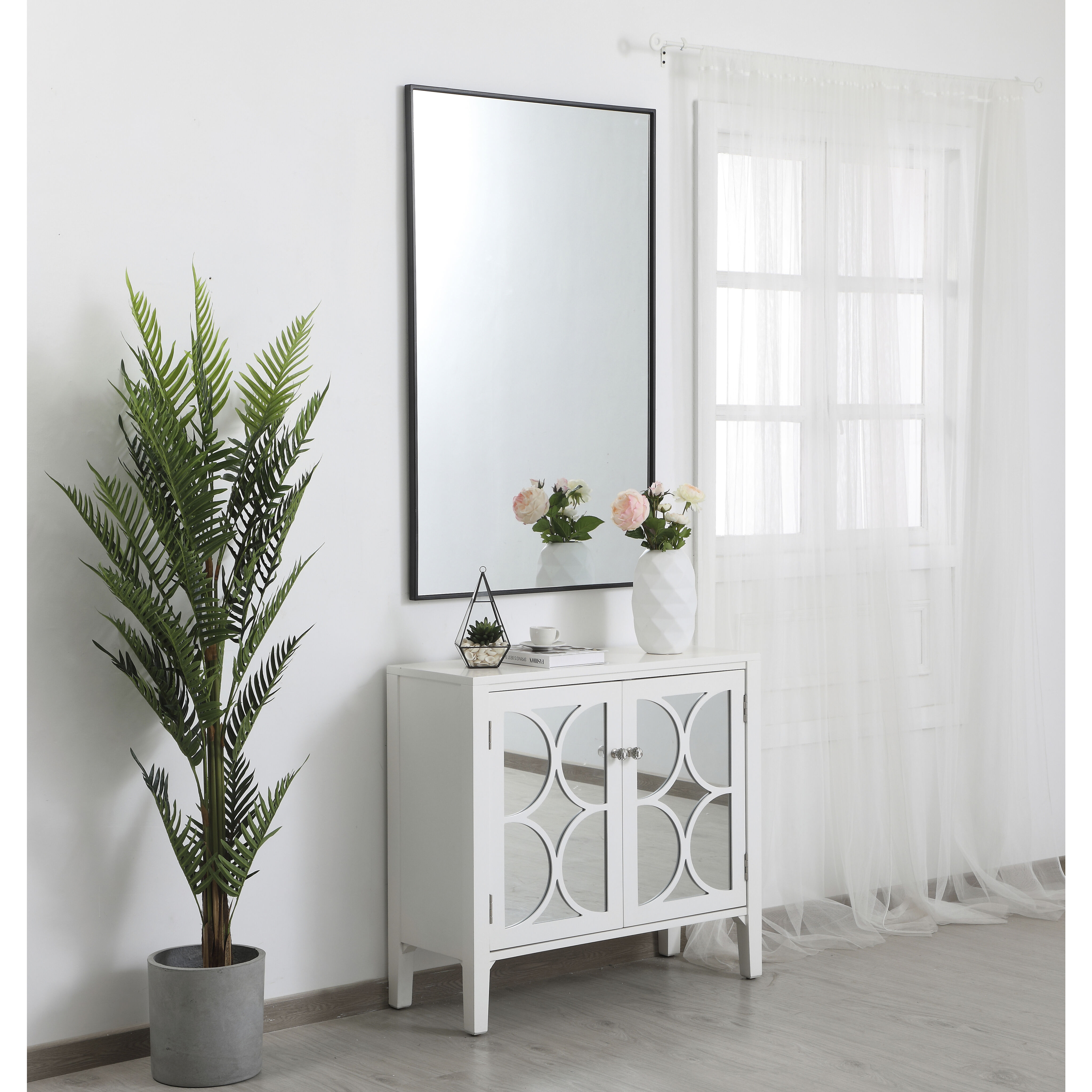 Monet 48 X 30 inch Black Wall Mirror