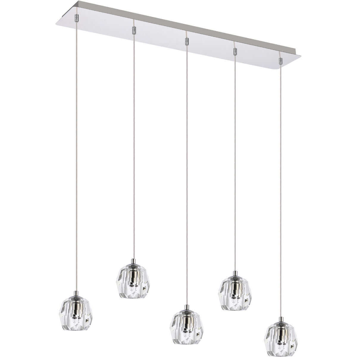 Eren 5 Light 32 inch Chrome Linear Pendant Ceiling Light