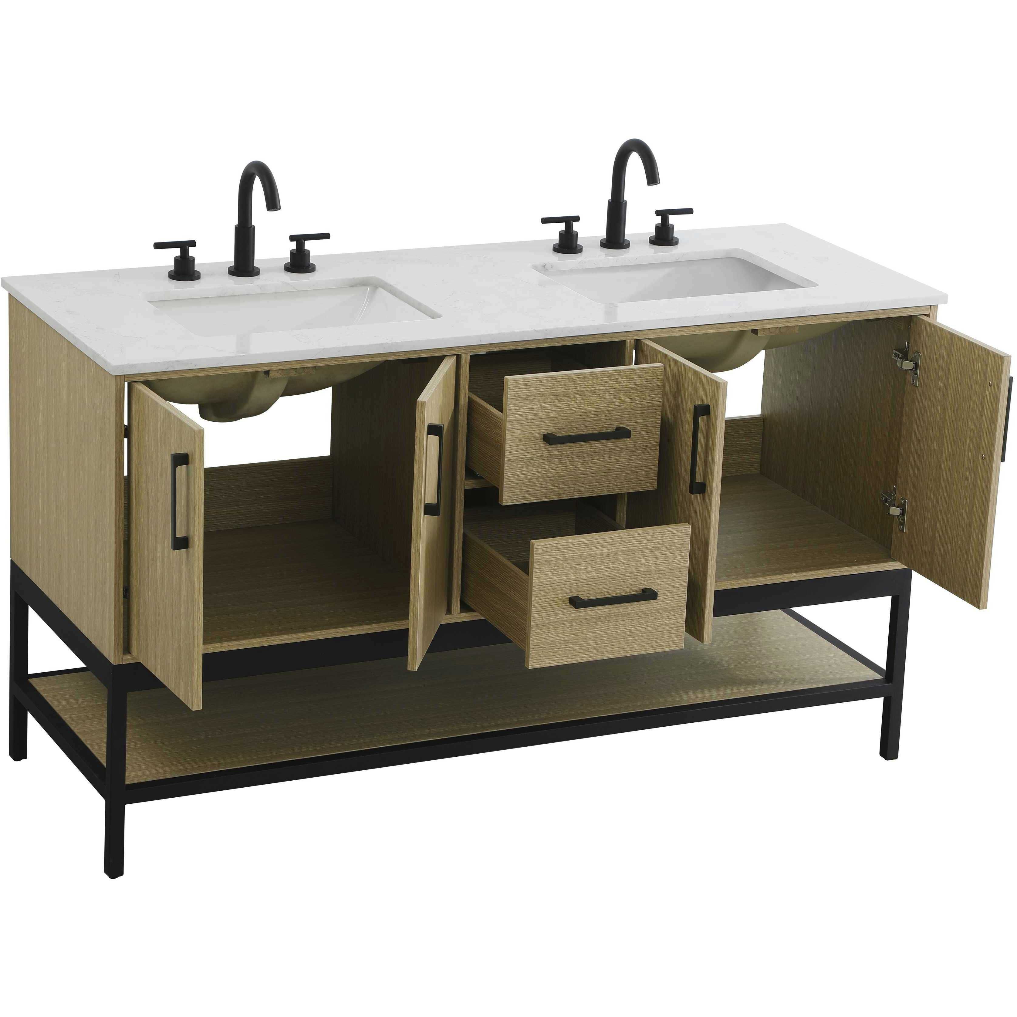 Lennox 60 X 34 inch Honey Brown Bathroom Vanity Cabinet