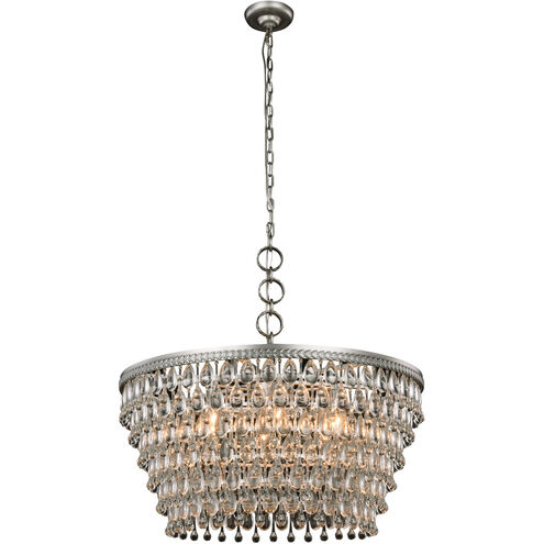 Nordic 6 Light 28 inch Antique Silver Pendant Ceiling Light, Urban Classic