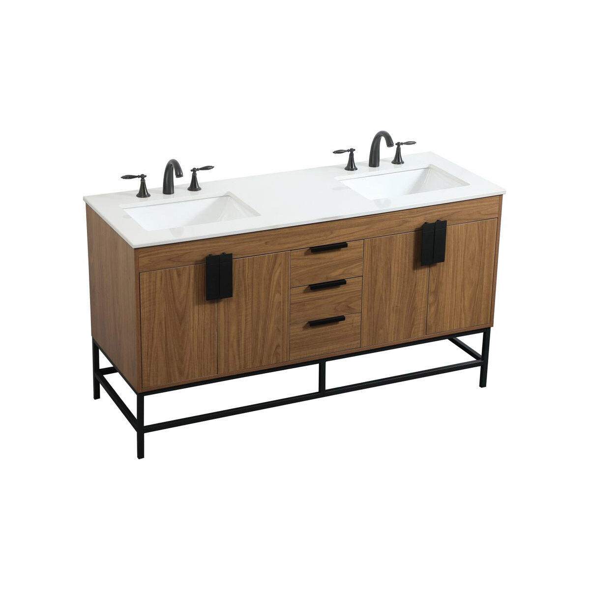 Eugene 60 X 22 X 34 inch Walnut Brown Vanity Sink Set