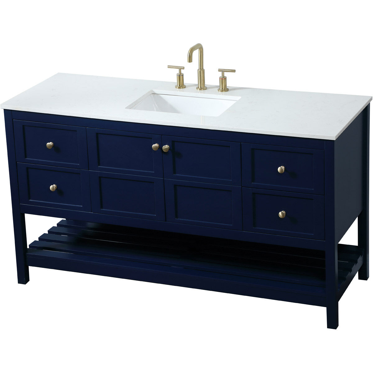 Theo 60 X 22 X 34 inch Blue Vanity Sink Set