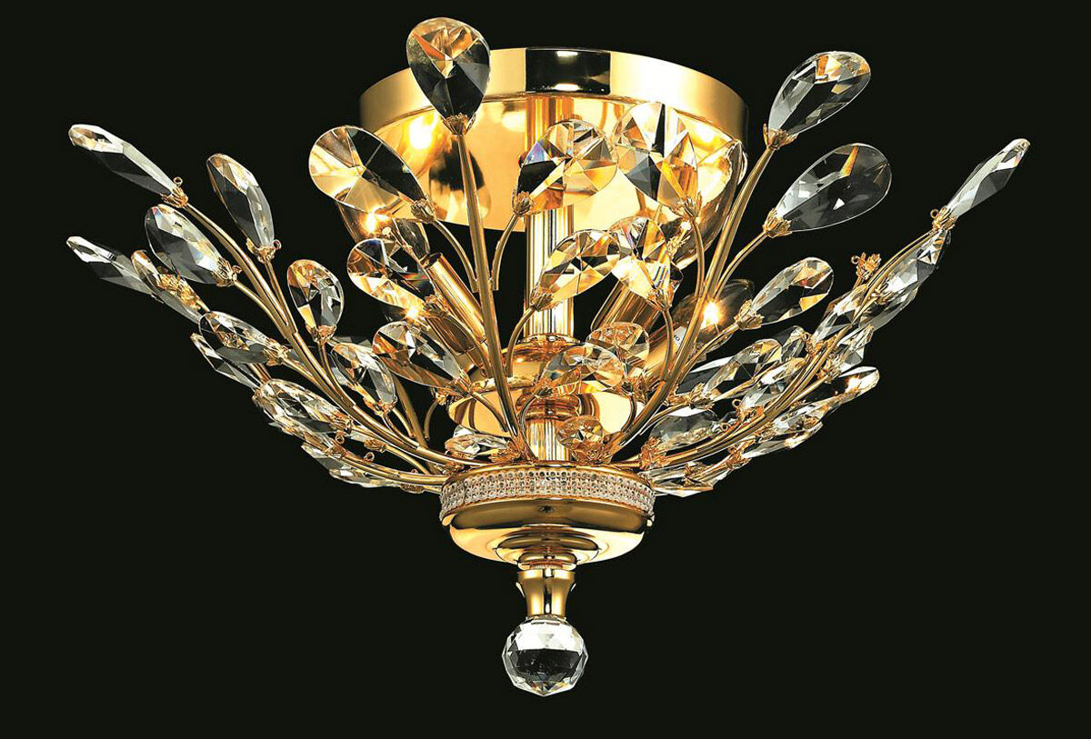 Orchid 4 Light 20 inch Gold Flush Mount Ceiling Light in Royal Cut