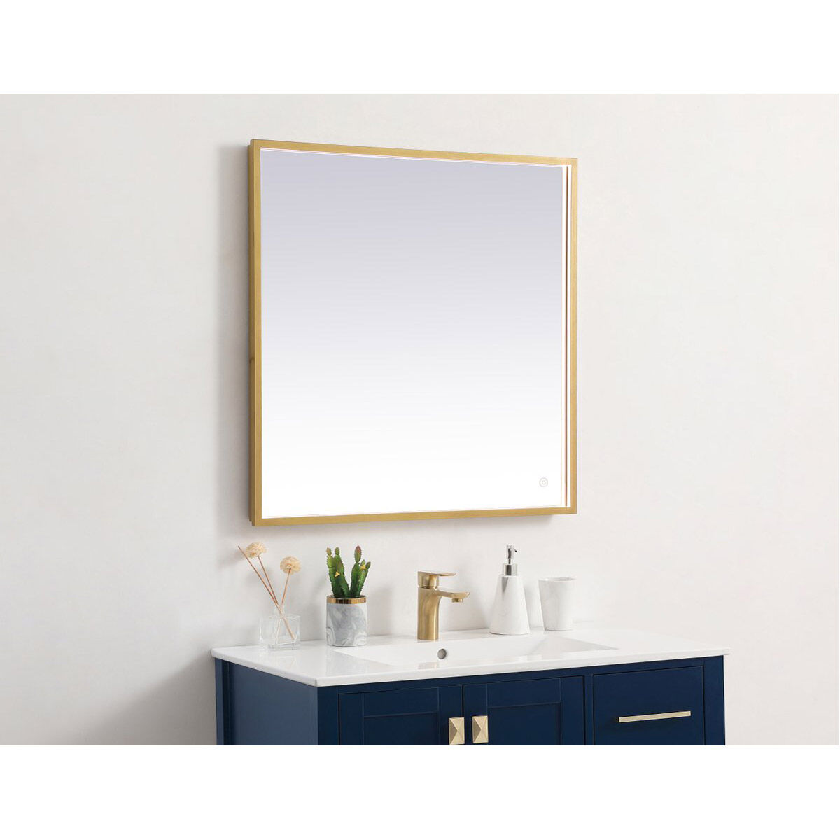 Pier 36 X 27 inch Brass LED Mirror