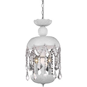Rococo 3 Light 11 inch White Pendant Ceiling Light in Clear