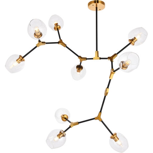 Cavoli 9 Light 79 inch Light Antique Brass and Flat Black Pendant Ceiling Light, Urban Classic