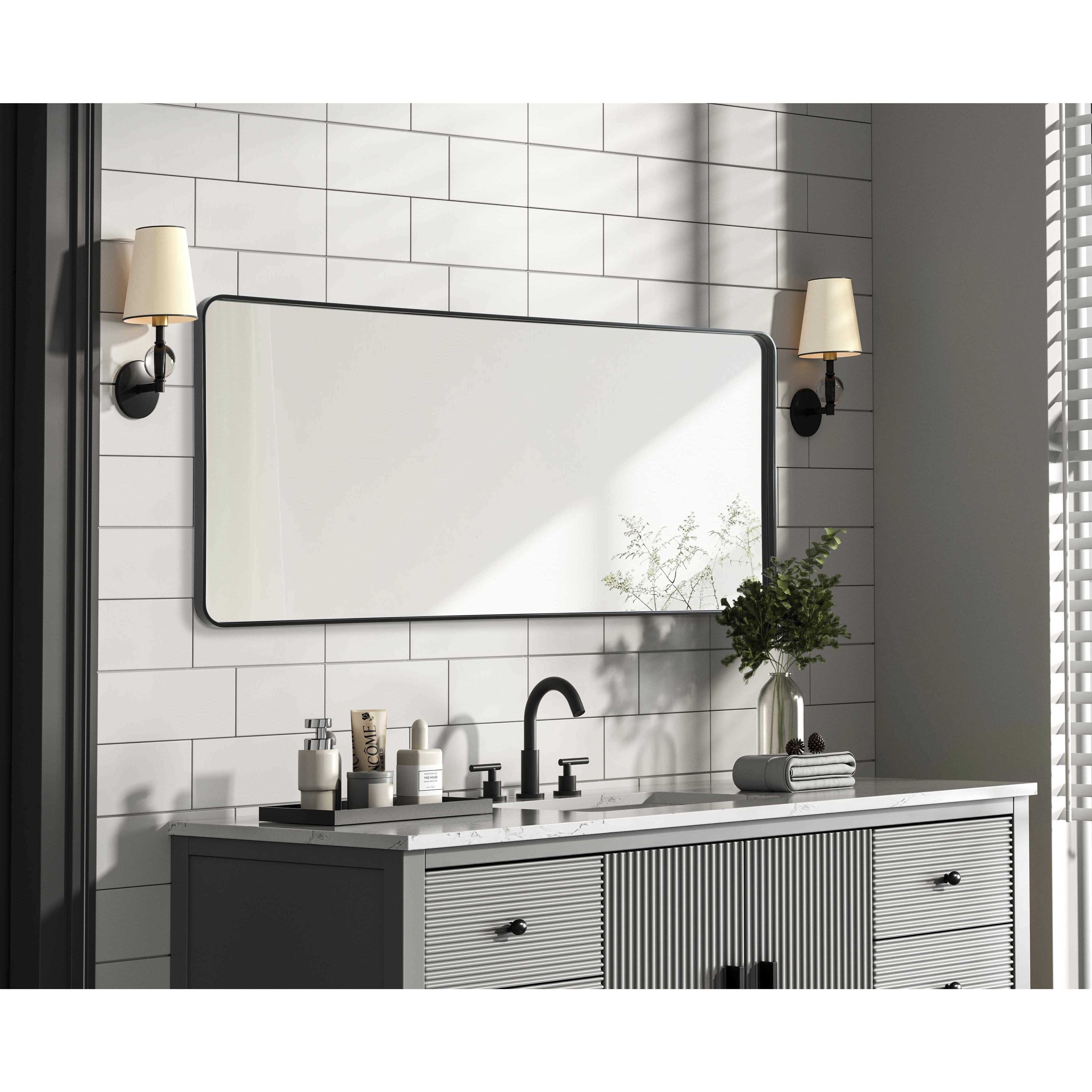 Remy 72 X 32 inch Black Mirror