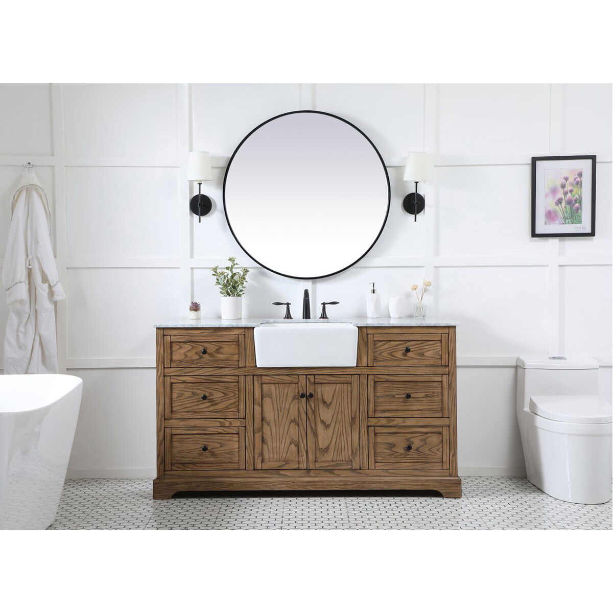 Franklin 60 X 22 X 35 inch Driftwood Bathroom Vanity Cabinet