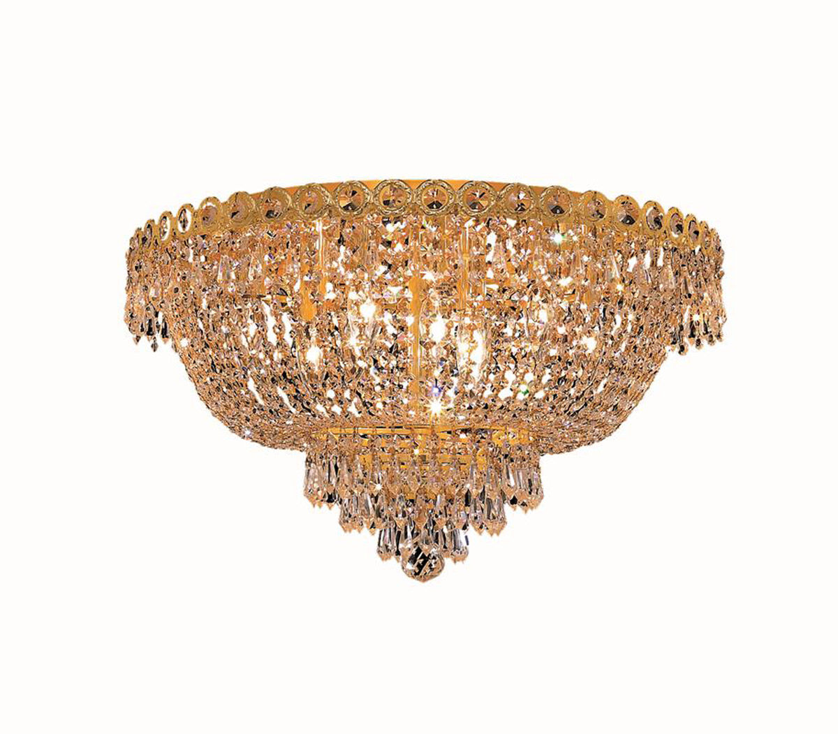 Century 9 Light 20 inch Gold Flush Mount Ceiling Light in Royal Cut