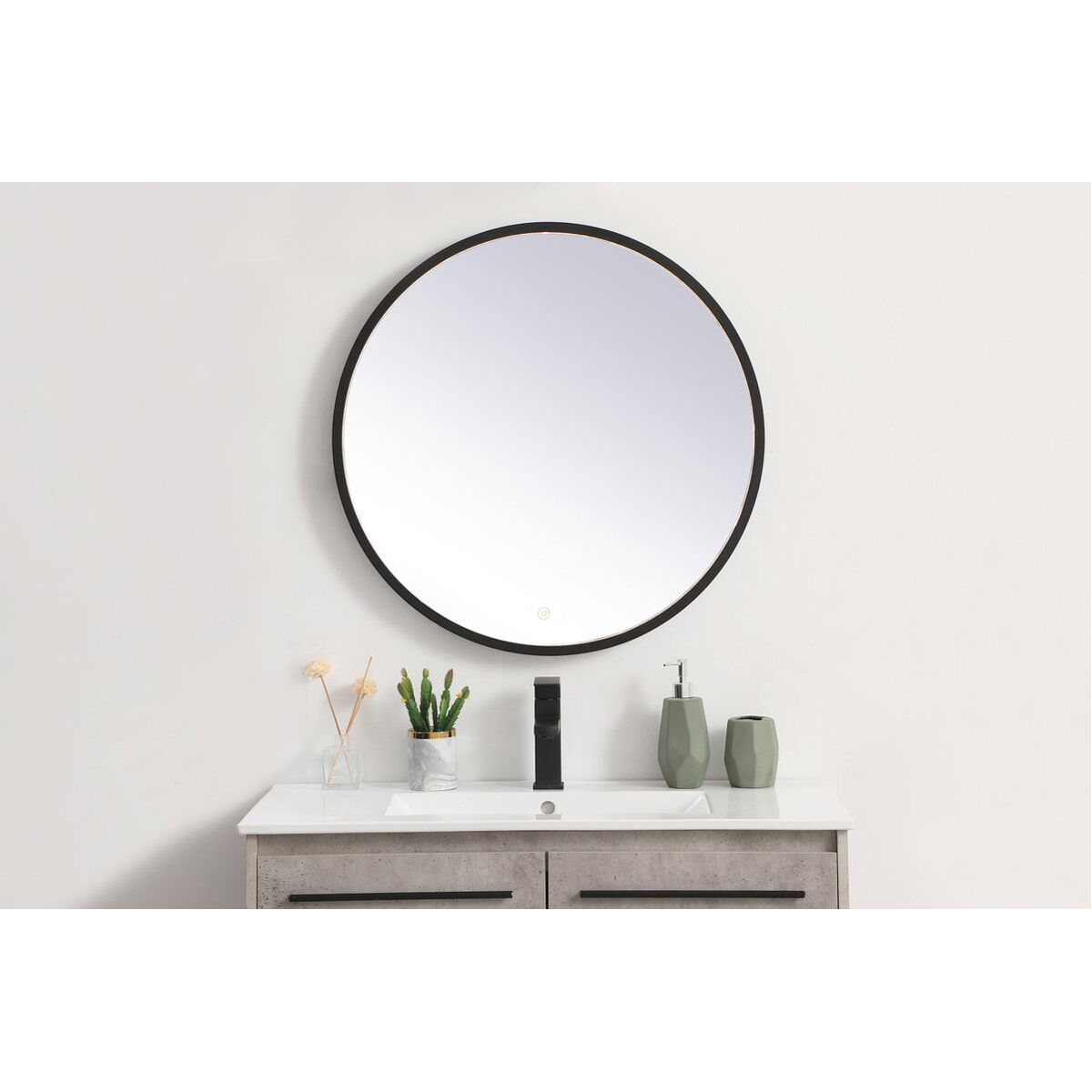 Pier 28 X 28 inch Black LED Mirror