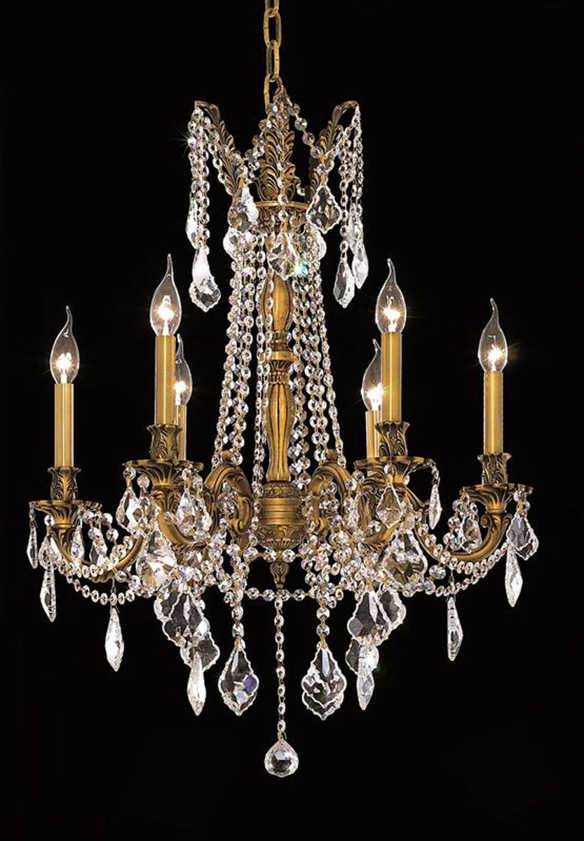 Rosalia 6 Light 23 inch French Gold Dining Chandelier Ceiling Light in Clear, Royal Cut 