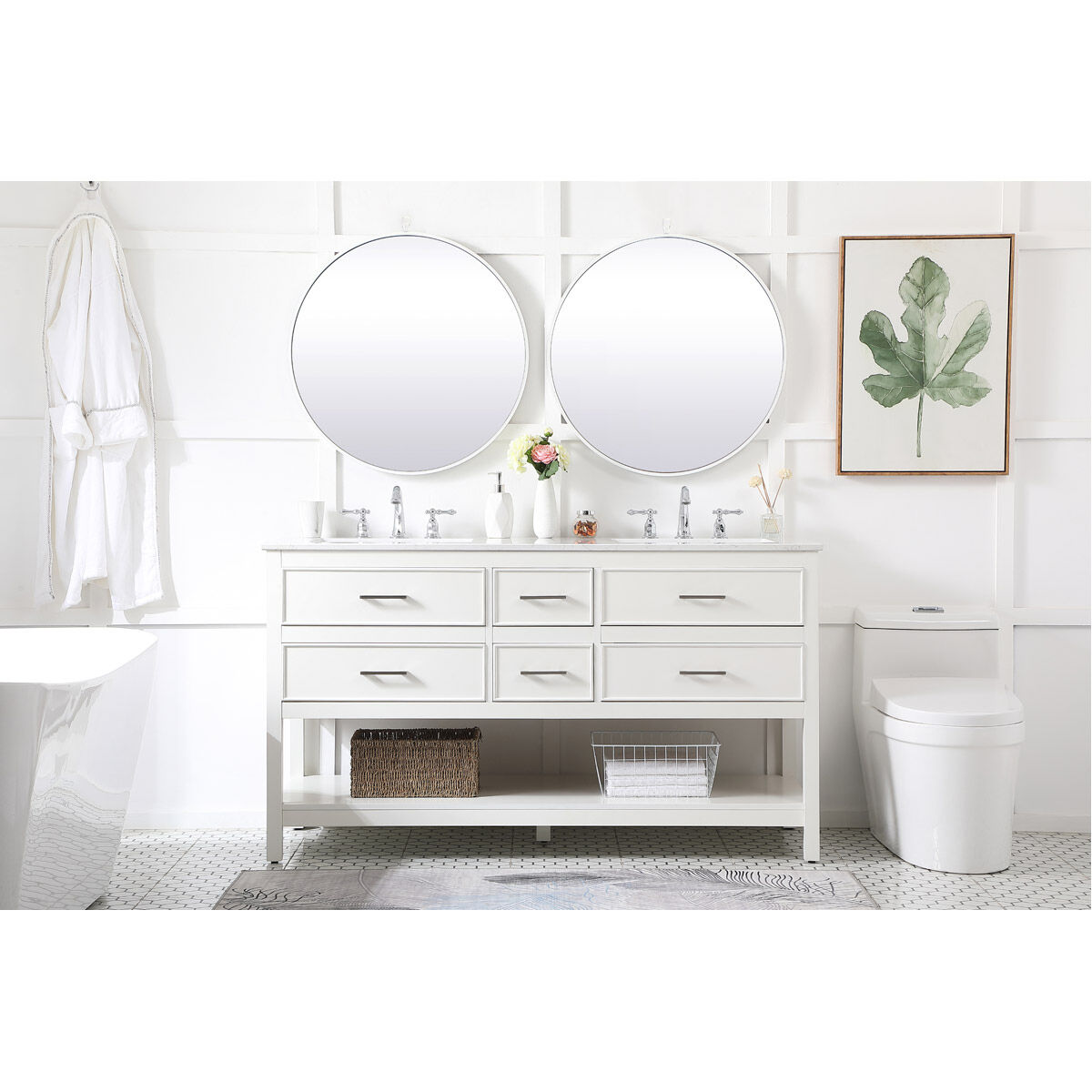 Sinclaire 60 X 22 X 34 inch White Vanity Sink Set