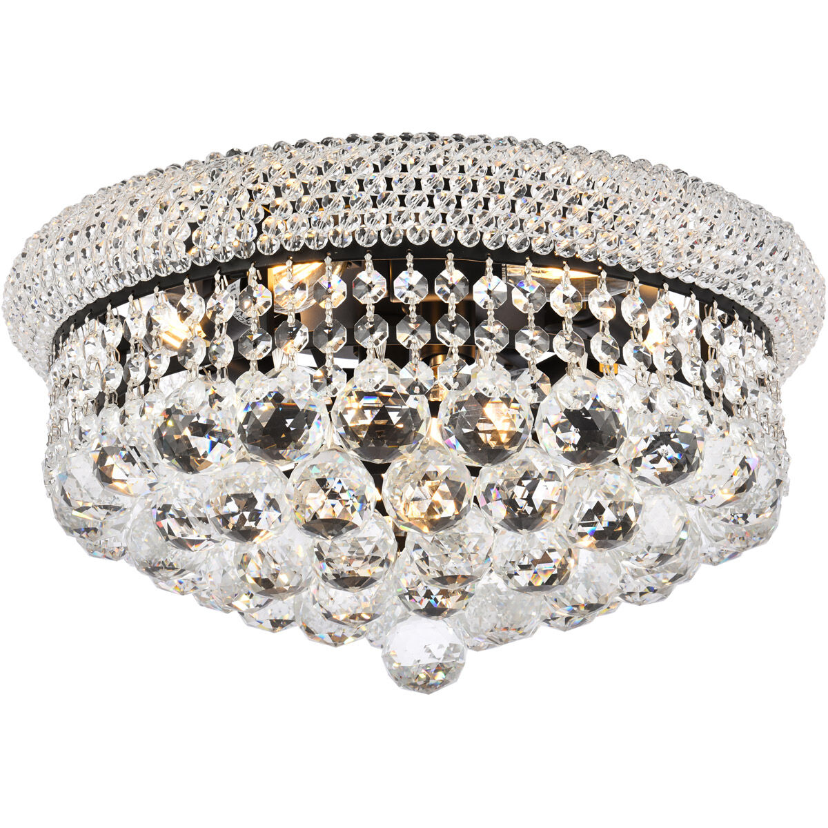 Primo 8 Light 16 inch Black and Clear Flush Mount Ceiling Light in Royal Cut