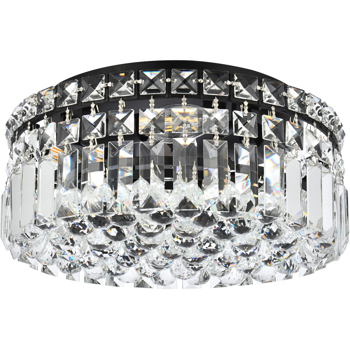 Maxime 4 Light 12 inch Black and Clear Flush Mount Ceiling Light