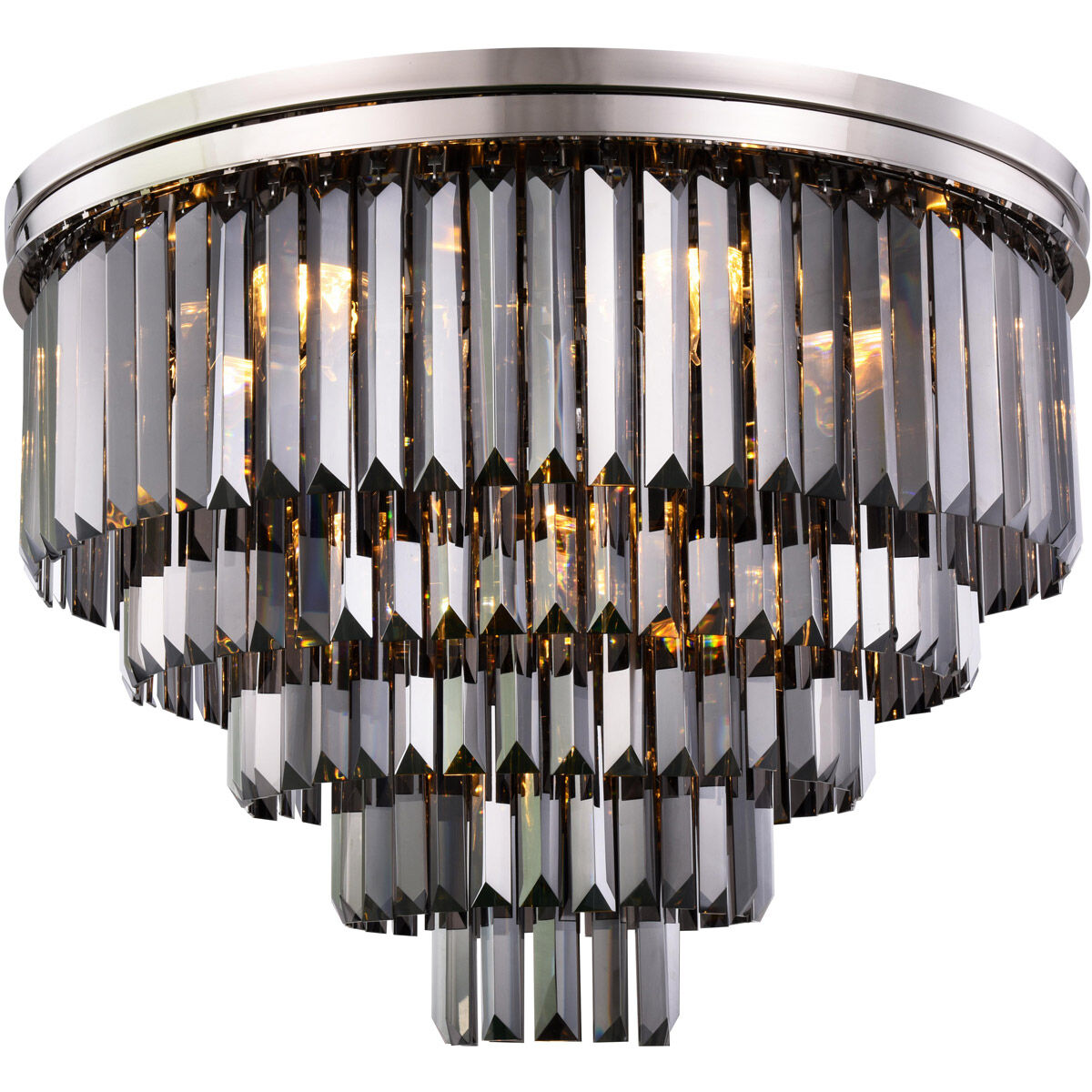 Sydney 17 Light 32 inch Polished nickel Flush Mount Ceiling Light in Silver Shade, Urban Classic