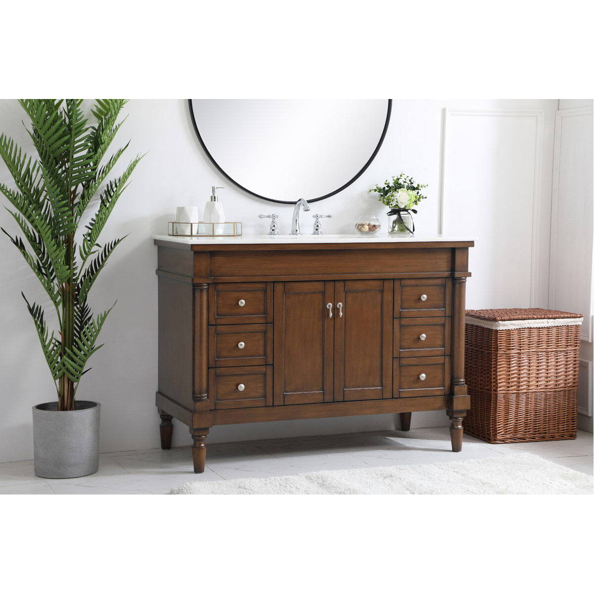 Lexington 48 X 21.5 X 35 inch Walnut Vanity Sink Set