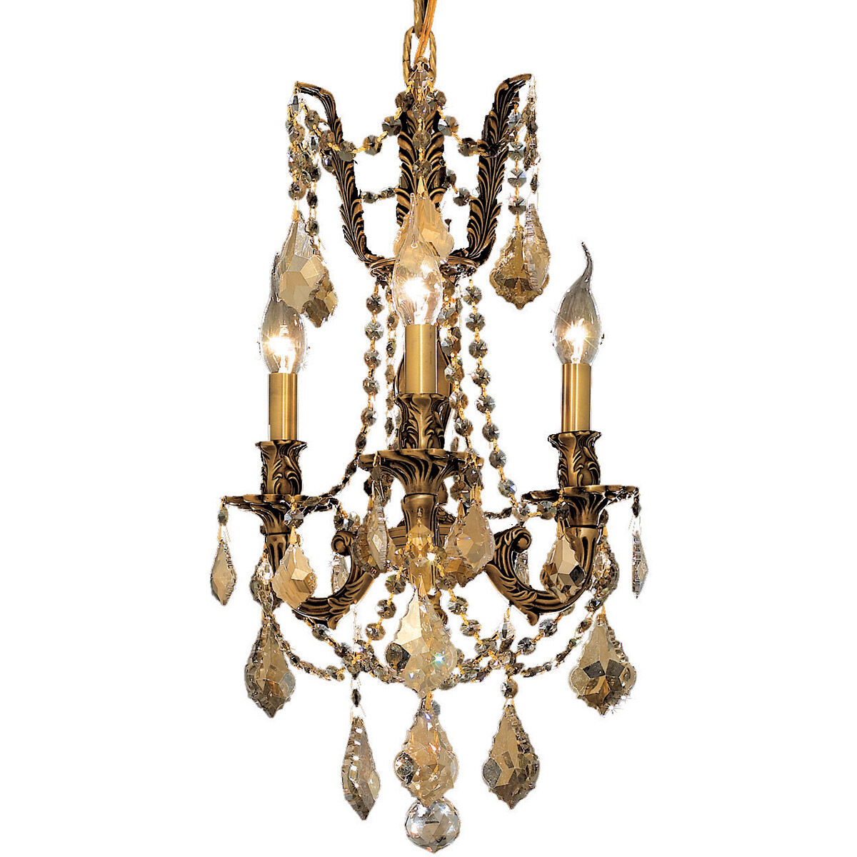 Rosalia 3 Light 13 inch French Gold Pendant Ceiling Light in Golden Teak, Royal Cut