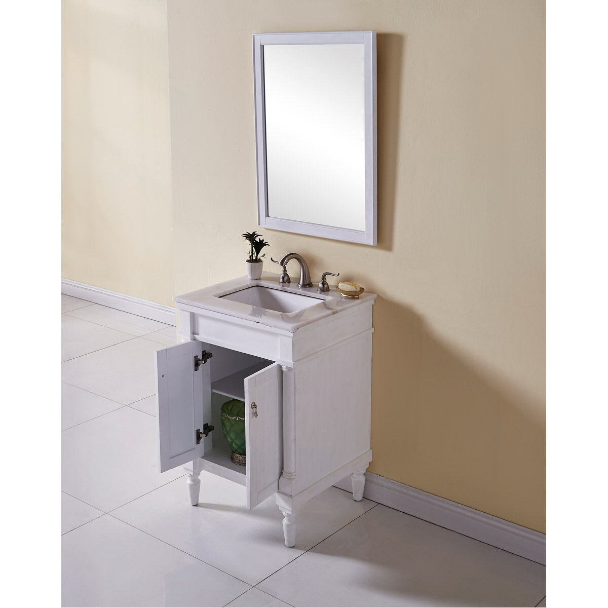 Lexington 24 X 21 X 35 inch Antique White with White Marble Vanity Set