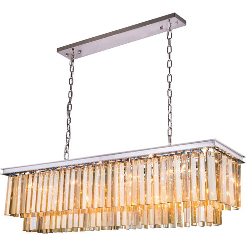 Sydney 12 Light 50 inch Polished Nickel Pendant Ceiling Light in Golden Teak, Urban Classic