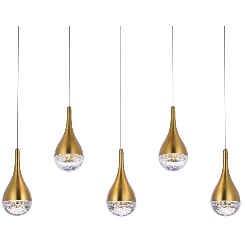 Amherst 5 Light 34 inch Satin Gold Linear Pendant Ceiling Light