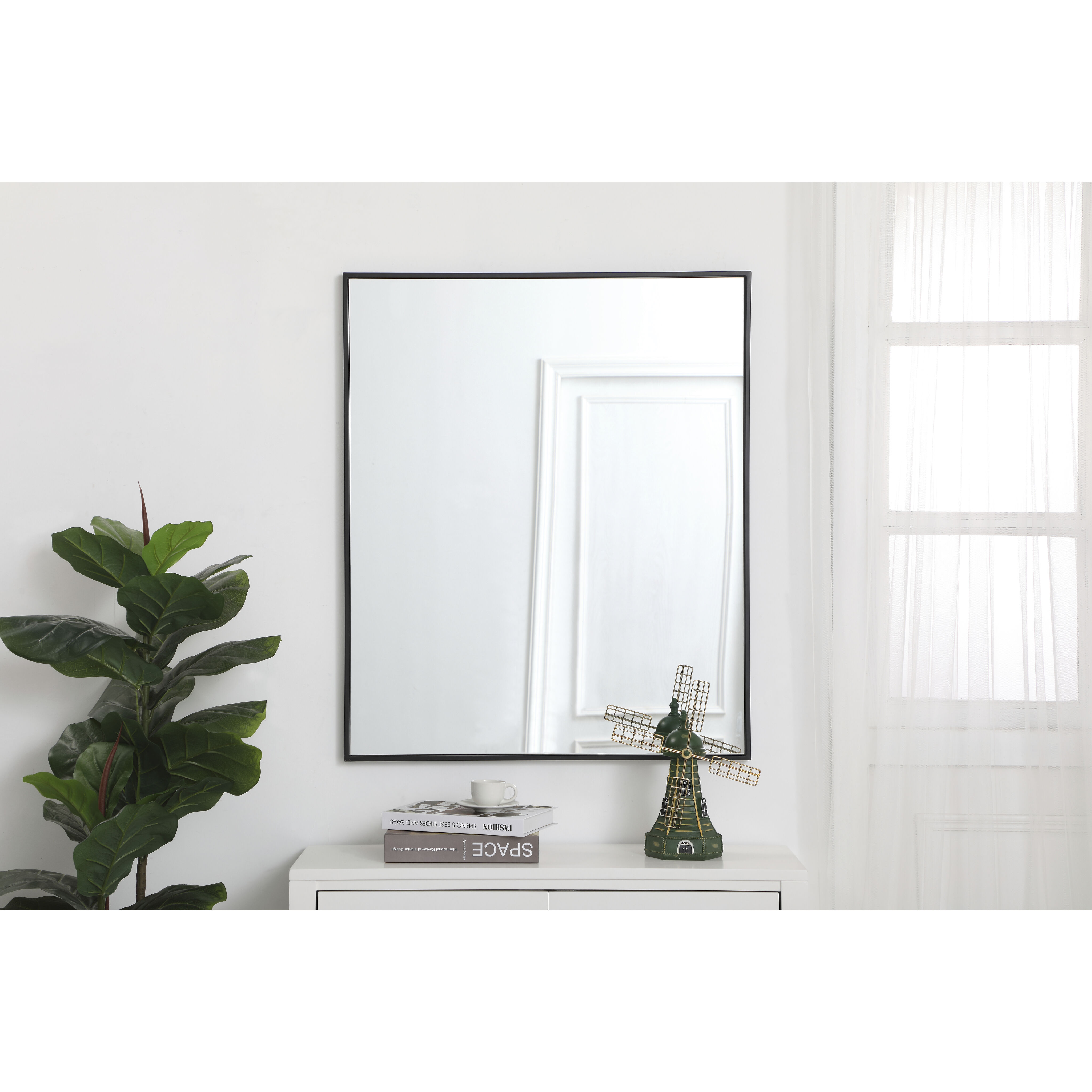 Monet 36 X 30 inch Black Wall Mirror