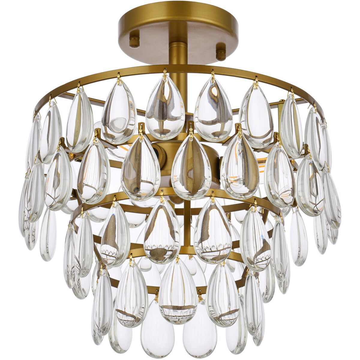 Mila 3 Light 12 inch Brass Flush Mount Ceiling Light
