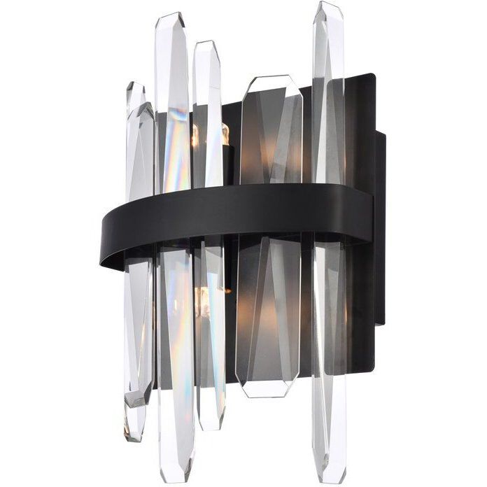 Serena 2 Light 8 inch Black Bath Sconce Wall Light