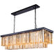 Sydney 12 Light 50 inch Matte Black Pendant Ceiling Light in Golden Teak, Urban Classic