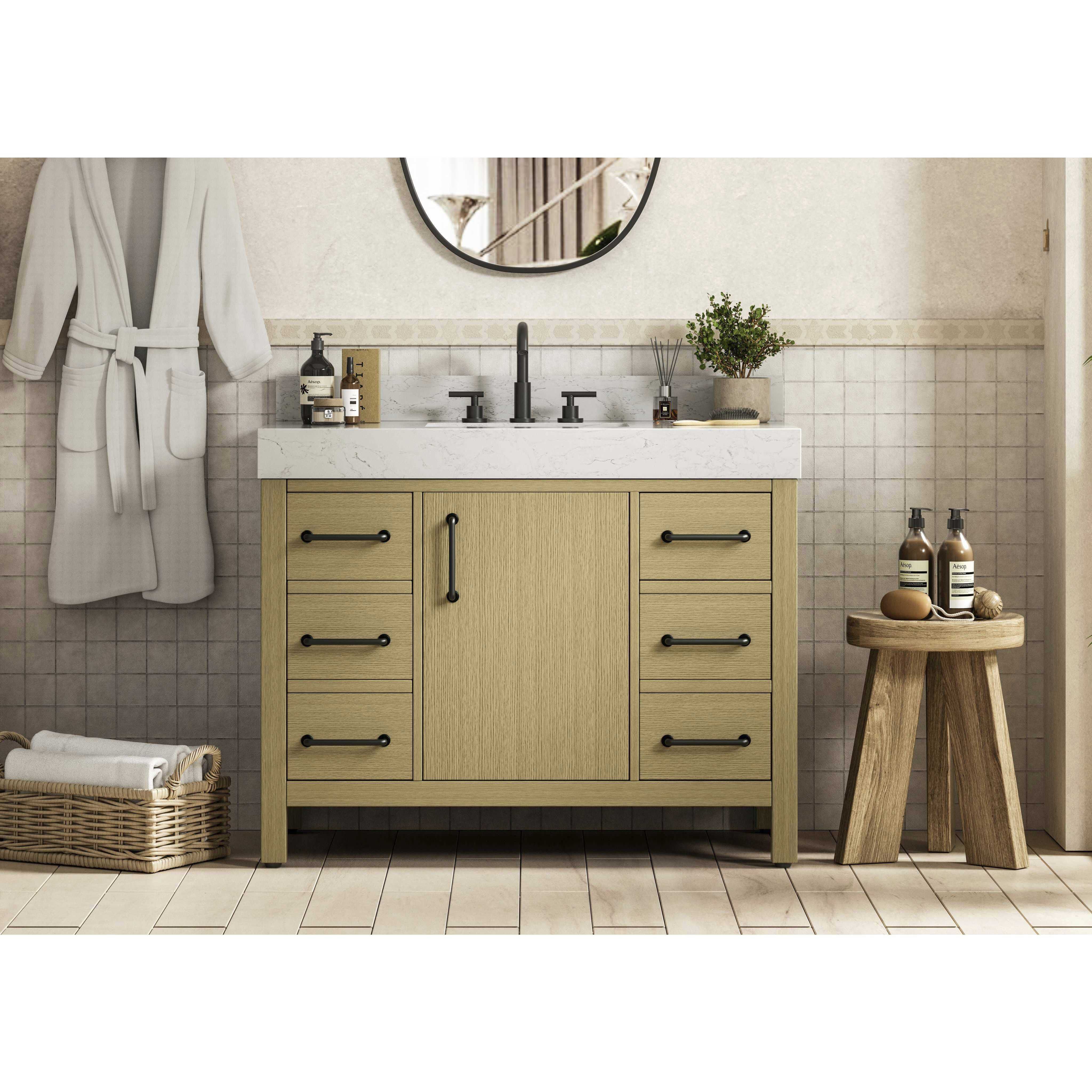 Nathan 42 X 34 inch Honey Brown Bathroom Vanity Cabinet