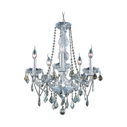 Verona 5 Light 21 inch Chrome Dining Chandelier Ceiling Light in Golden Teak, Royal Cut