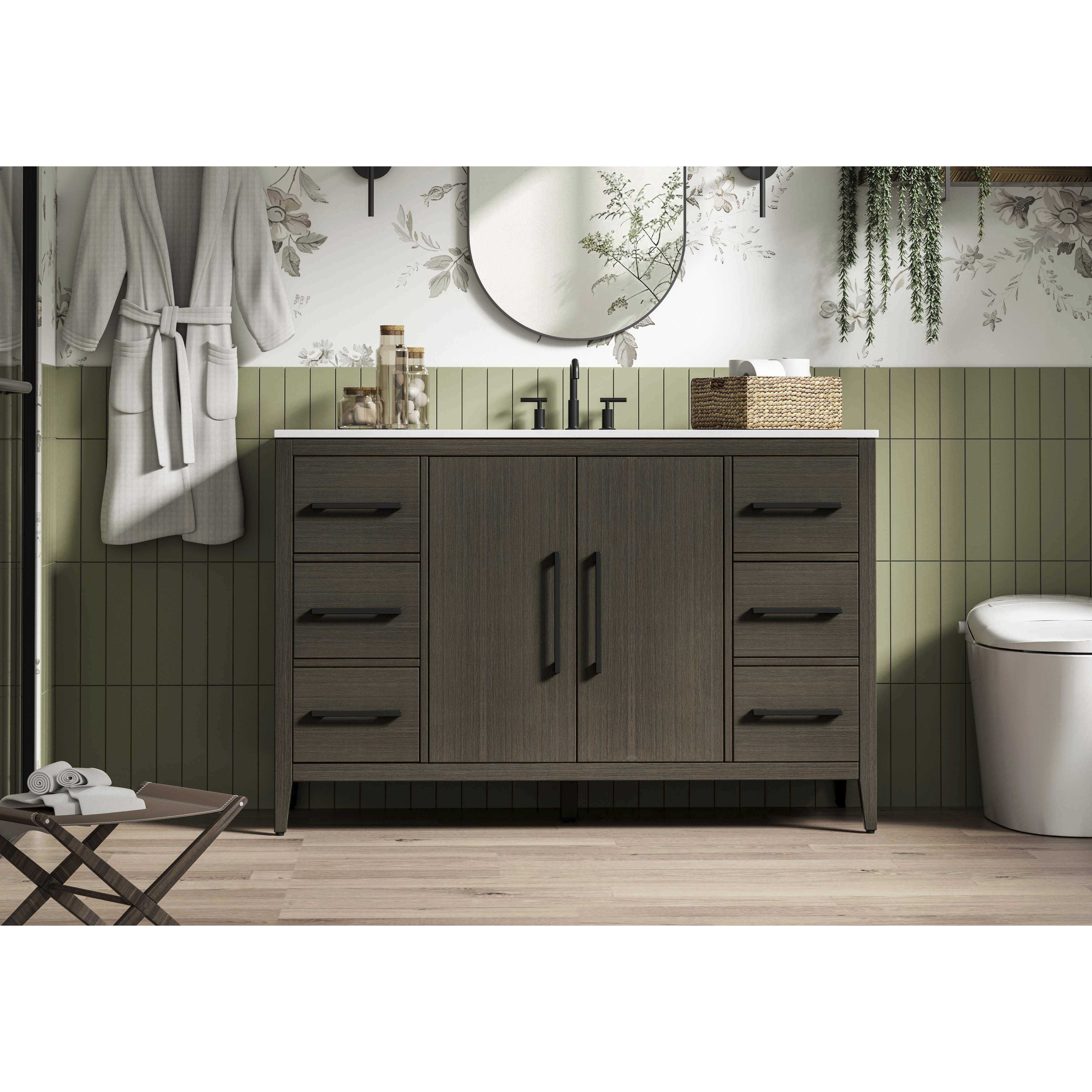 Millie 54 X 35 inch Mocha Brown Bathroom Vanity Cabinet