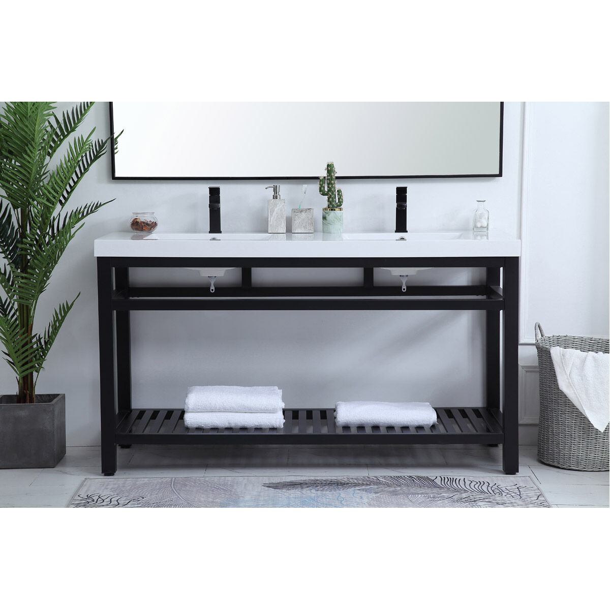 Raya 60 X 22 X 34 inch Black Vanity Sink Set