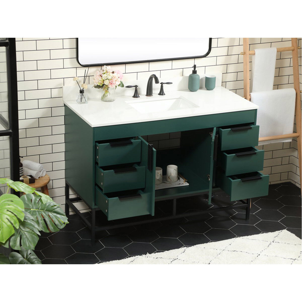 Eugene 48 X 22 X 33.5 inch Green Vanity Sink Set in Included