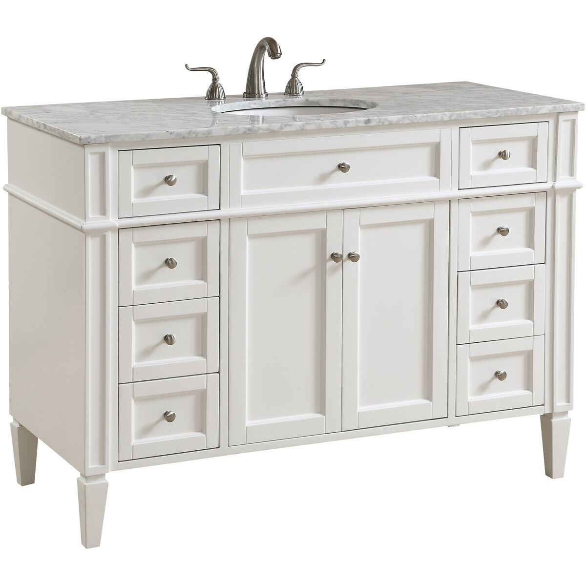 Park Avenue 48 X 35 inch White with Carrara White Marble Vanity Set