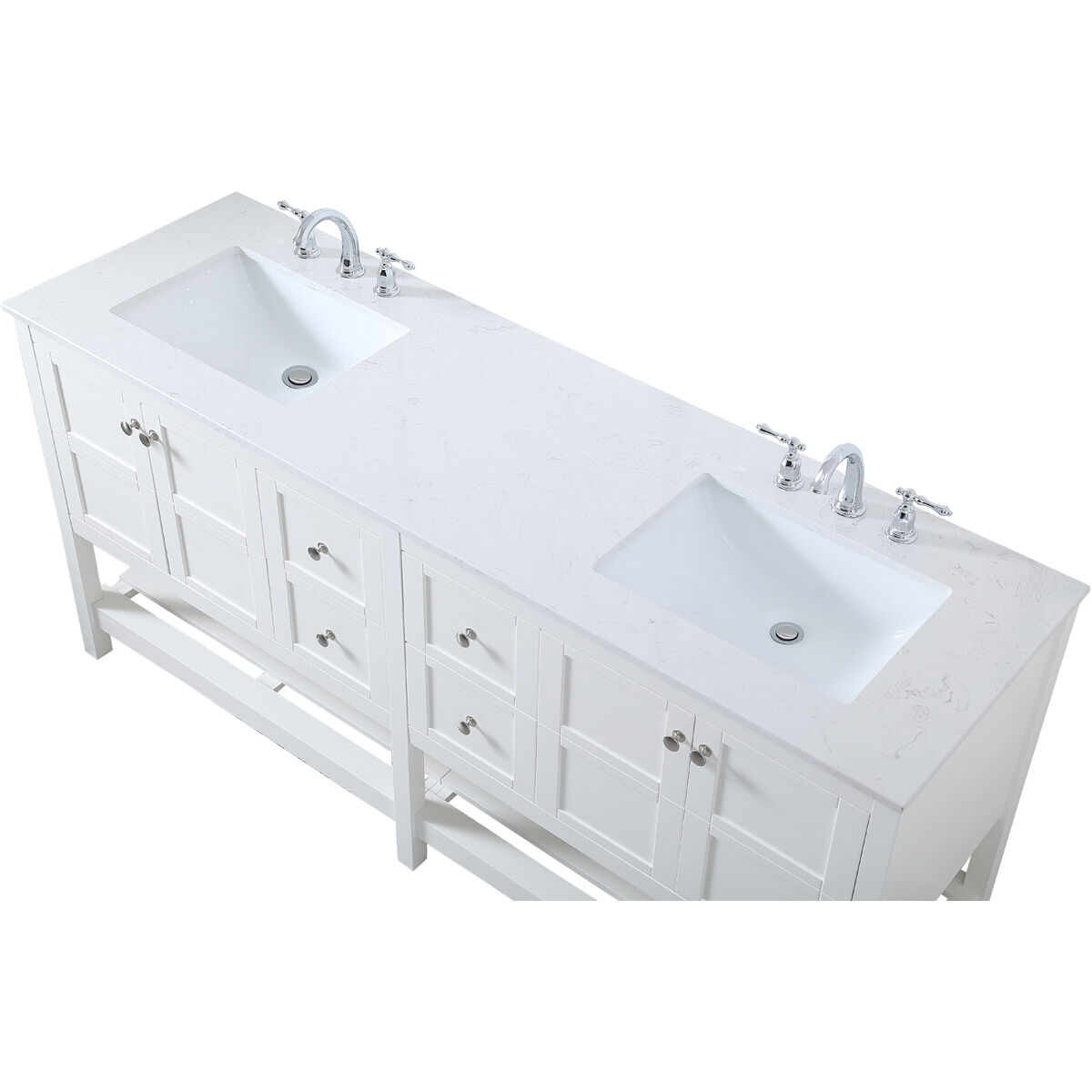 Theo 72 X 22 X 34 inch White Vanity Sink Set