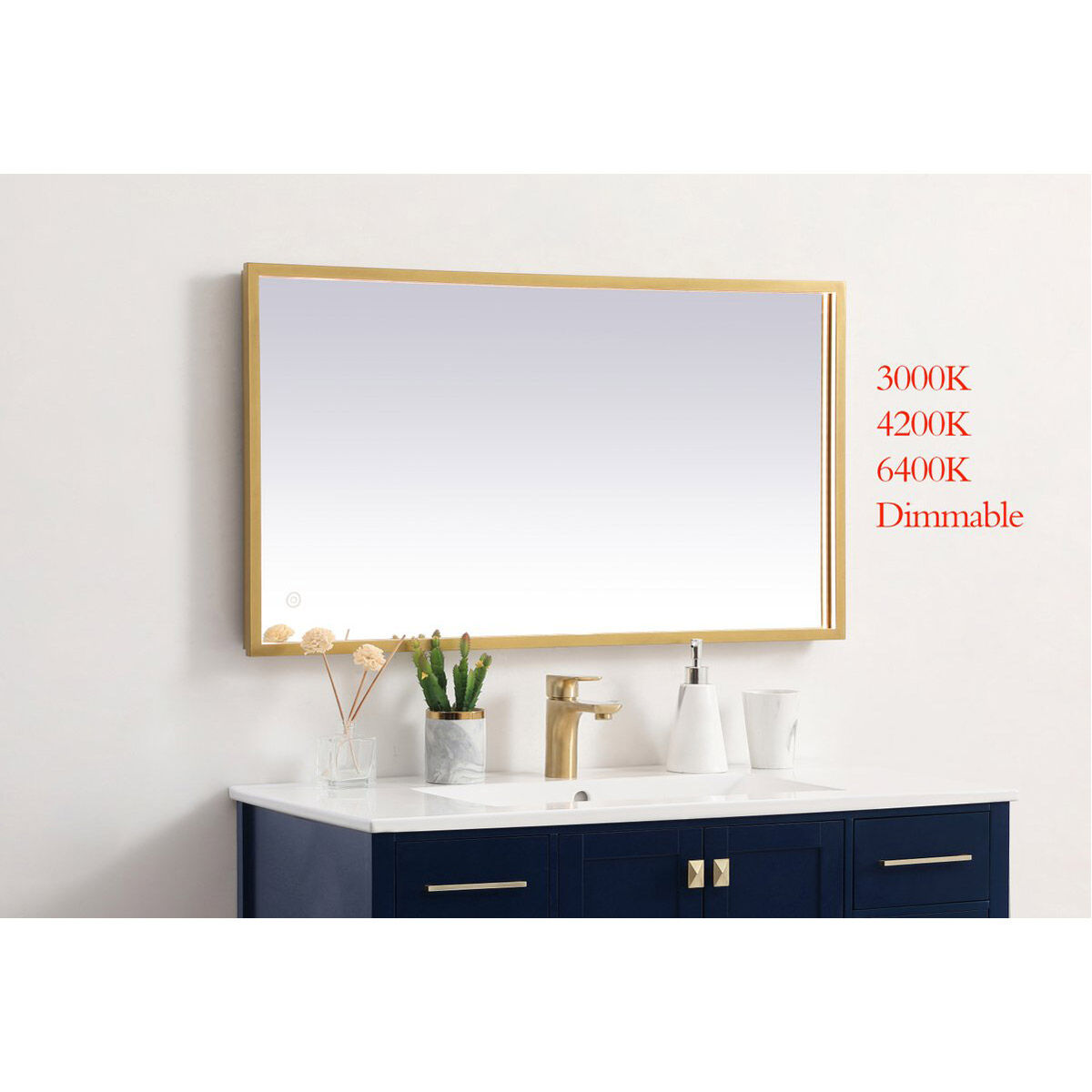 Pier 36 X 18 inch Brass LED Mirror