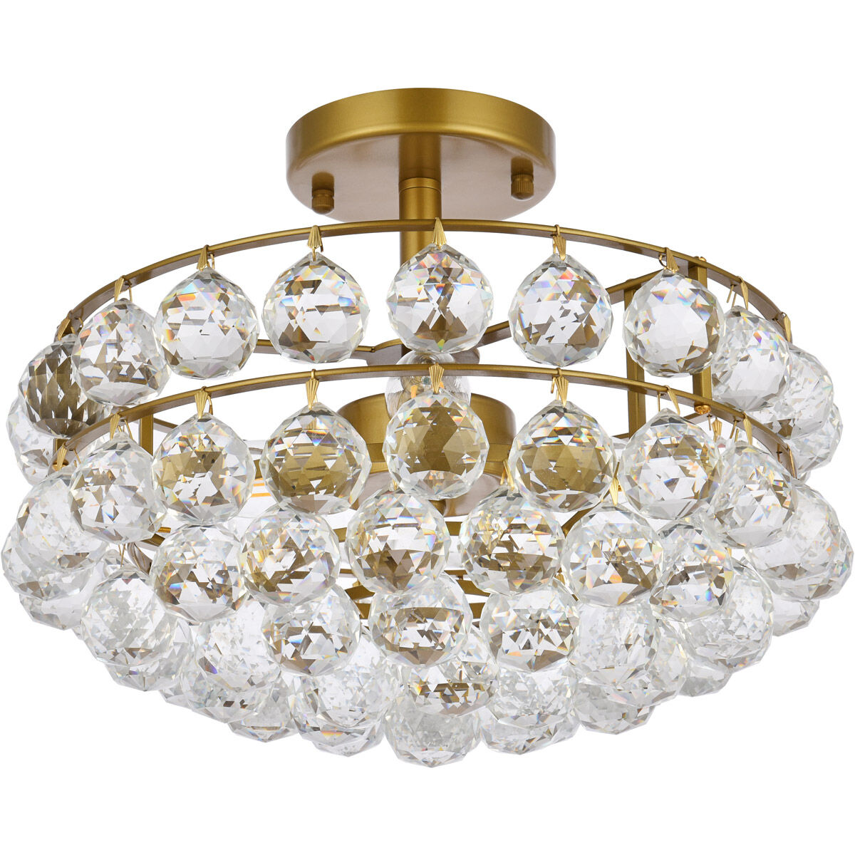 Savannah 3 Light 14 inch Brass Flush Mount Ceiling Light